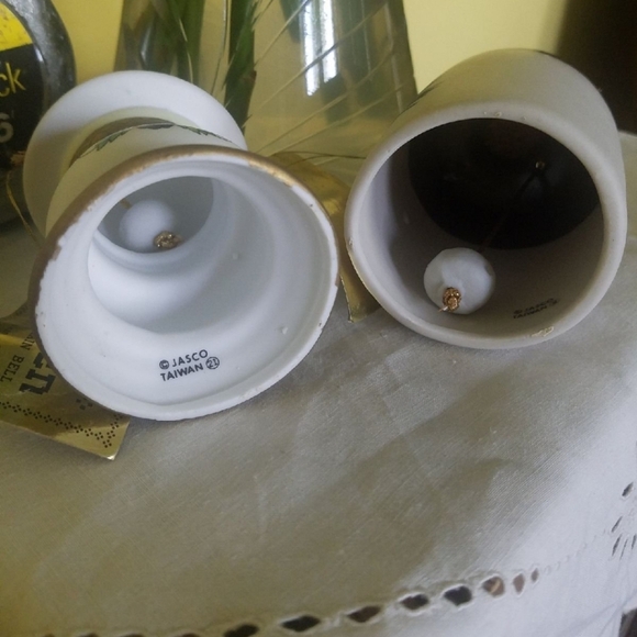 Ceramic Jug  Lamp Bell Set - Brown Blue and White - Picture 3 of 7